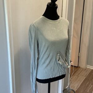 P390. Rag & Bone Women's Ribbed Sweatshirt - Light Green |L
